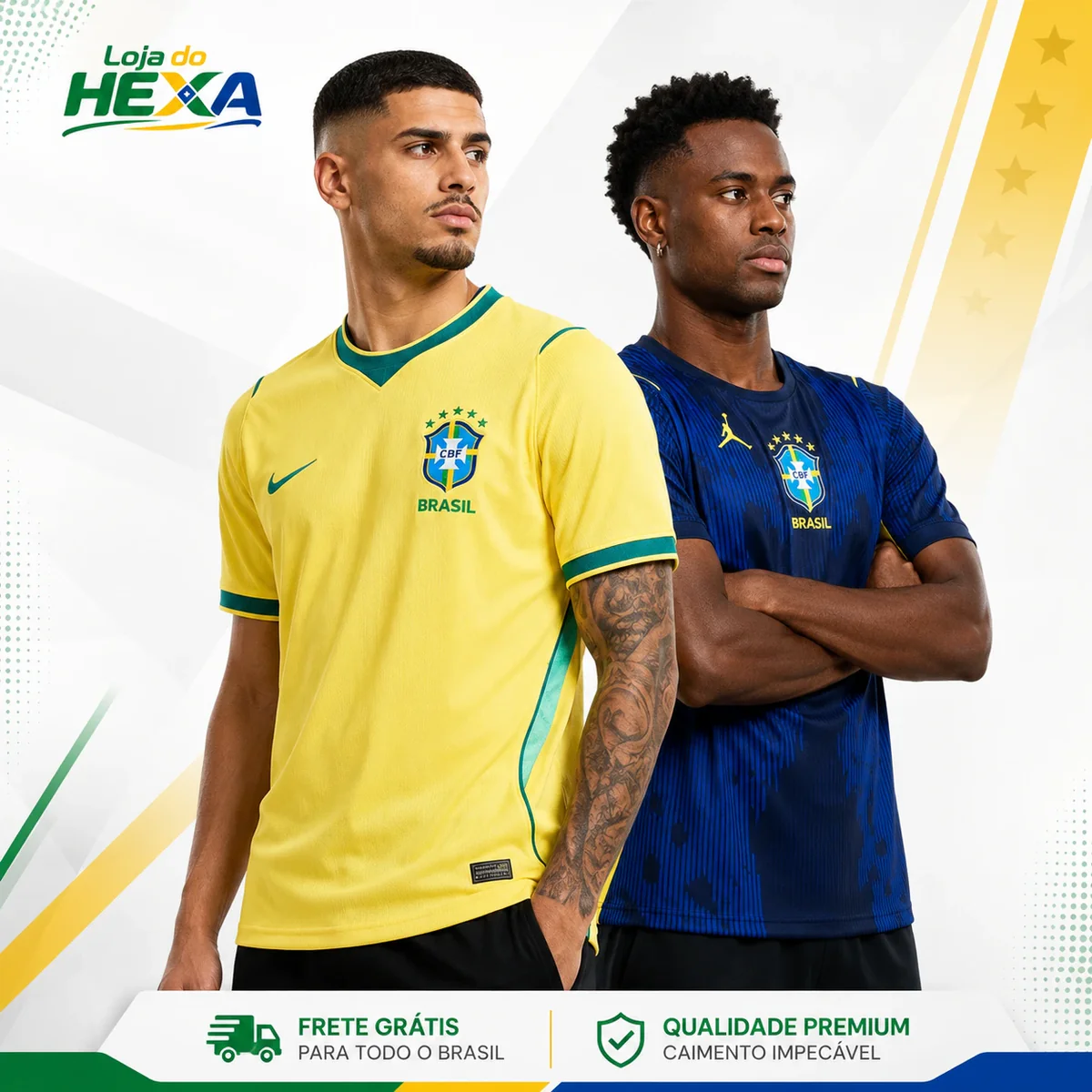 Camisa Brasil Premium amarela vista de frente